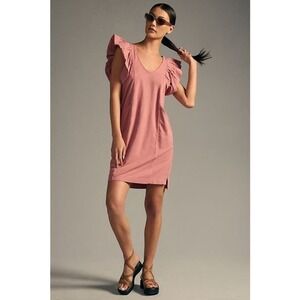 Daily Practice by Anthropologie Flutter-Sleeve Tee Dress Coral Color SIze XS NEW